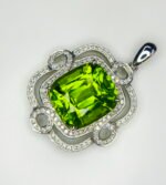 GIL Certified White Gold 14K 5.85 Grams Natural Peridot Gemstone Pendant - Image 3