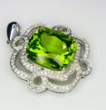 GIL Certified White Gold 14K 5.85 Grams Natural Peridot Gemstone Pendant - Image 5
