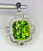 GIL Certified White Gold 14K 5.85 Grams Natural Peridot Gemstone Pendant - Image 6