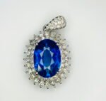 GIL Certified White Gold 14K 2.24 Grams Natural Sapphire Gemstone Pendant