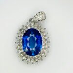 GIL Certified White Gold 14K 2.24 Grams Natural Sapphire Gemstone Pendant