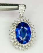 GIL Certified White Gold 14K 2.24 Grams Natural Sapphire Gemstone Pendant - Image 5