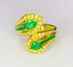 GIL Certified Yellow Gold 14K 8.97 Grams Natural Emerald Gemstone Ring