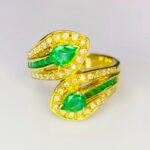 GIL Certified Yellow Gold 14K 8.97 Grams Natural Emerald Gemstone Ring