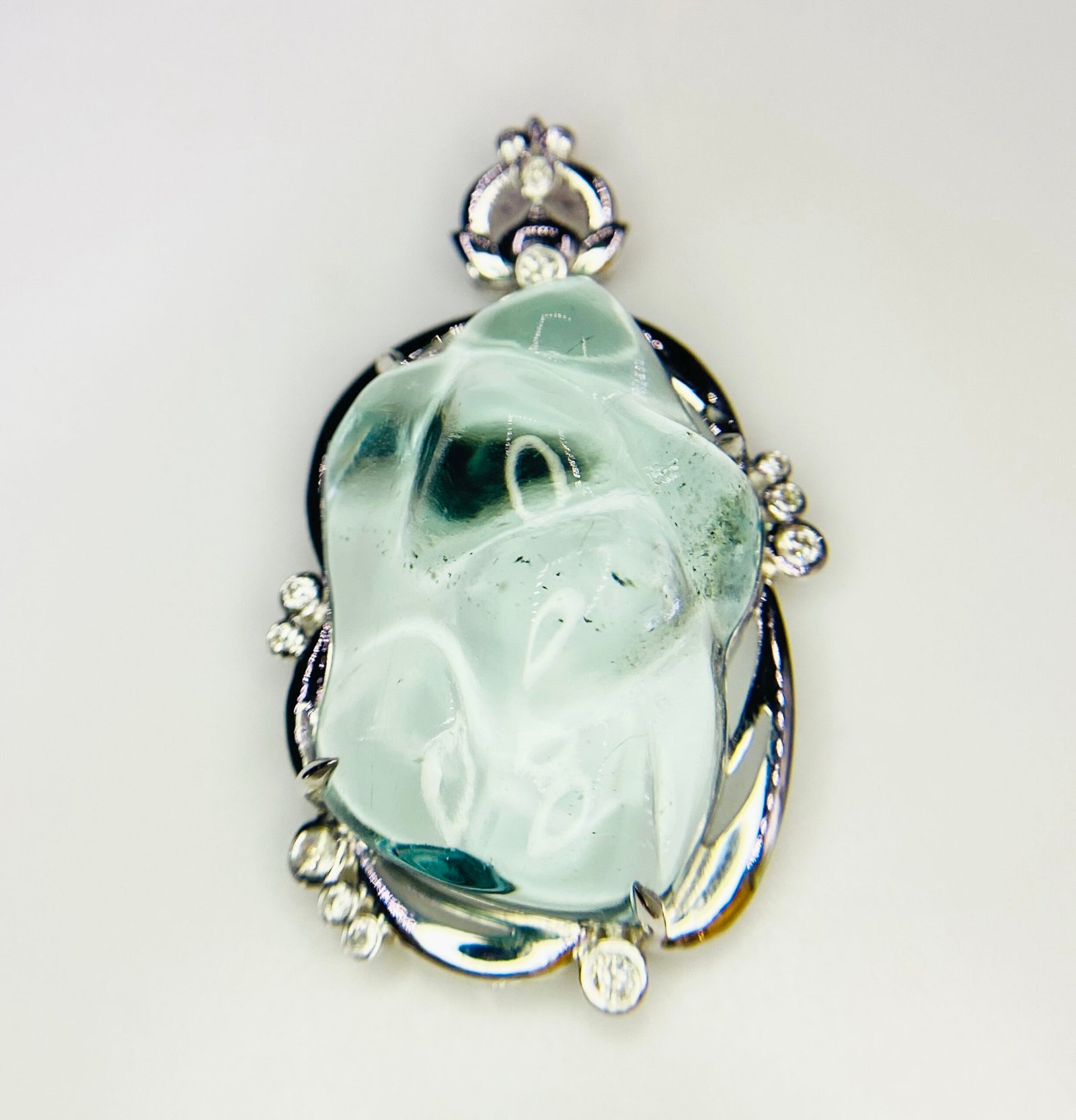 IMG_5741 GIL Certified White Gold 14K 7.90 Grams Natural Aquamarine Gemstone Pendant - Image 1