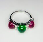 GIL Certified White Gold 14K 3.75 Grams Natural Emerald & Ruby Gemstone Ring - Image 3