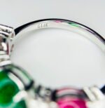 GIL Certified White Gold 14K 3.75 Grams Natural Emerald & Ruby Gemstone Ring - Image 7