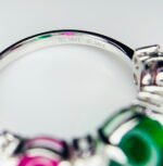 GIL Certified White Gold 14K 3.75 Grams Natural Emerald & Ruby Gemstone Ring - Image 8