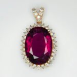 GIL Certified Pink Gold 14K 3.30 Grams Natural Rubellite Tourmaline Gemstone Pendant