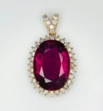 GIL Certified Pink Gold 14K 3.30 Grams Natural Rubellite Tourmaline Gemstone Pendant