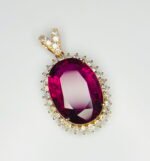 GIL Certified Pink Gold 14K 3.30 Grams Natural Rubellite Tourmaline Gemstone Pendant - Image 3