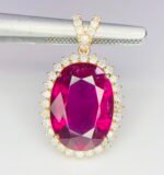 GIL Certified Pink Gold 14K 3.30 Grams Natural Rubellite Tourmaline Gemstone Pendant - Image 8
