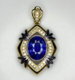 GIL Certified Yellow Gold 14K 3.88 Grams Natural Sapphire Gemstone Pendant - Image 2
