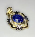 GIL Certified Yellow Gold 14K 3.88 Grams Natural Sapphire Gemstone Pendant - Image 3