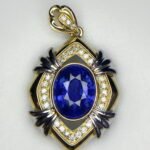GIL Certified Yellow Gold 14K 3.88 Grams Natural Sapphire Gemstone Pendant