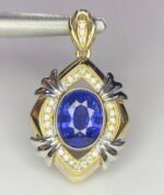 GIL Certified Yellow Gold 14K 3.88 Grams Natural Sapphire Gemstone Pendant - Image 7