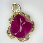 GIL Certified Yellow Gold 14K 5.77 Grams Natural Rubellite Tourmaline Gemstone Pendant