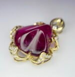 GIL Certified Yellow Gold 14K 5.77 Grams Natural Rubellite Tourmaline Gemstone Pendant - Image 4
