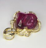 GIL Certified Yellow Gold 14K 5.77 Grams Natural Rubellite Tourmaline Gemstone Pendant - Image 8