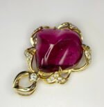 GIL Certified Yellow Gold 14K 5.77 Grams Natural Rubellite Tourmaline Gemstone Pendant - Image 9
