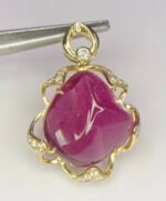GIL Certified Yellow Gold 14K 5.77 Grams Natural Rubellite Tourmaline Gemstone Pendant - Image 10