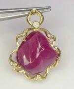 GIL Certified Yellow Gold 14K 5.77 Grams Natural Rubellite Tourmaline Gemstone Pendant - Image 11