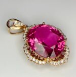 GIL Certified Pink Gold 14K 3.31 Grams Natural Rubellite Tourmaline Gemstone Pendant - Image 3