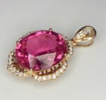 GIL Certified Pink Gold 14K 3.31 Grams Natural Rubellite Tourmaline Gemstone Pendant - Image 4