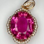 GIL Certified Pink Gold 14K 3.31 Grams Natural Rubellite Tourmaline Gemstone Pendant