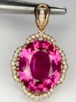 GIL Certified Pink Gold 14K 3.31 Grams Natural Rubellite Tourmaline Gemstone Pendant - Image 7