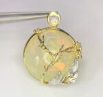 GIL Certified Yellow Gold 14K 12.61 Grams Natural Opal Gemstone Pendant - Image 6