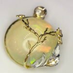 GIL Certified Yellow Gold 14K 12.61 Grams Natural Opal Gemstone Pendant