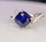 GIL Certified White Gold 14K 2.56 Grams Natural Sapphire Gemstone Ring - Image 3