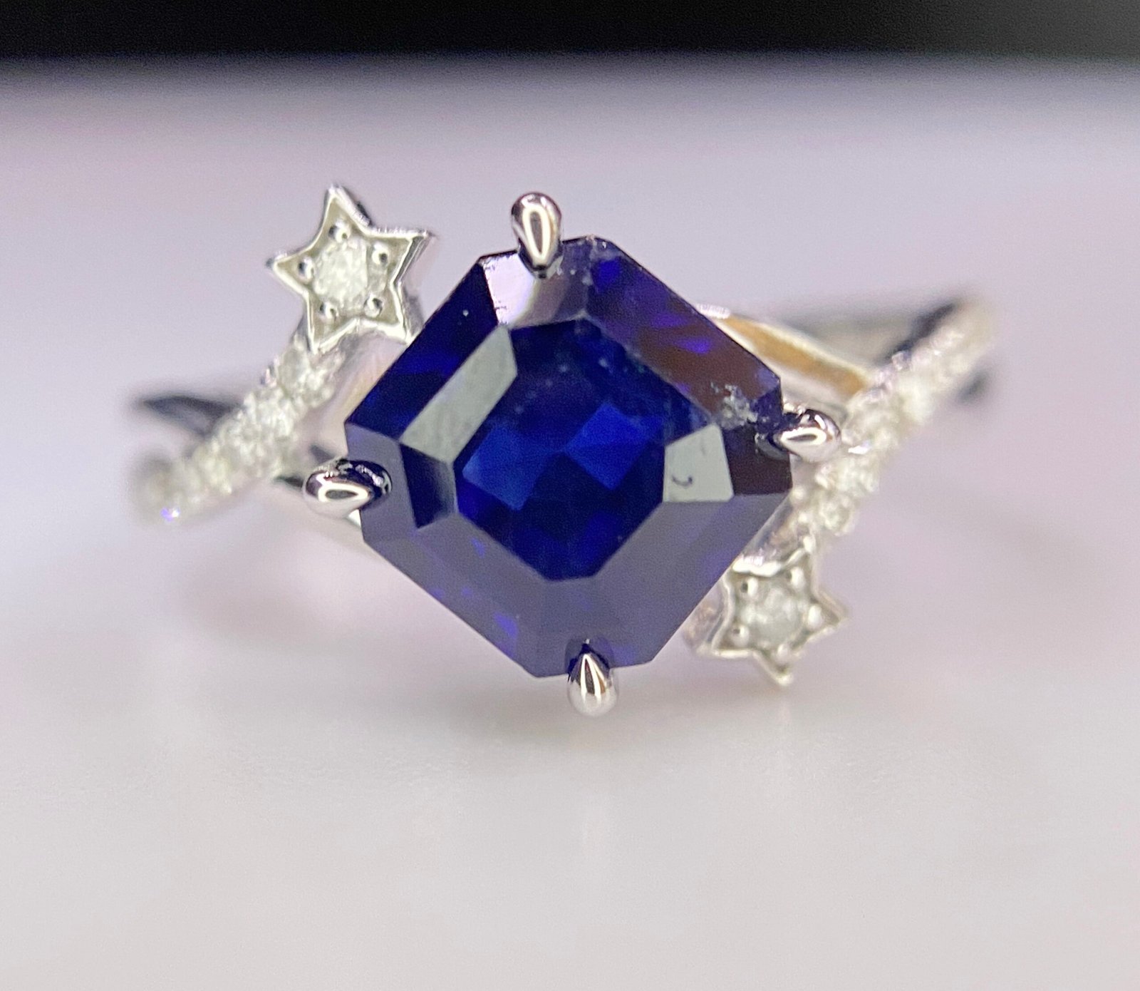 IMG_5824 GIL Certified White Gold 14K 2.56 Grams Natural Sapphire Gemstone Ring - Image 1