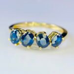 GIL Certified Yellow Gold 14K 2.35 Grams Natural Sapphire Gemstone Ring