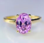 GIL Certified Yellow Gold 14K 2.74 Grams Natural Kunzite Gemstone Ring