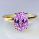 GIL Certified Yellow Gold 14K 2.74 Grams Natural Kunzite Gemstone Ring