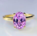 GIL Certified Yellow Gold 14K 2.74 Grams Natural Kunzite Gemstone Ring - Image 3