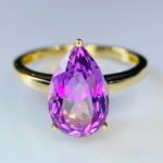 GIL Certified Yellow Gold 14K 3.05 Grams Natural Kunzite Gemstone Ring