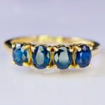 GIL Certified Yellow Gold 14K 2.35 Grams Natural Sapphire Gemstone Ring