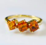 GIL Certified Yellow Gold 14K 2.40 Grams Natural Spessartite Garnet Gemstone Ring