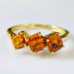GIL Certified Yellow Gold 14K 2.40 Grams Natural Spessartite Garnet Gemstone Ring