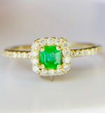 GIL Certified Yellow Gold 18K 2.13 Grams Natural Emerald Gemstone Ring