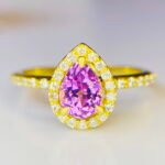 GIL Certified Yellow Gold 18K 3.06 Grams Natural Kunzite Gemstone Ring